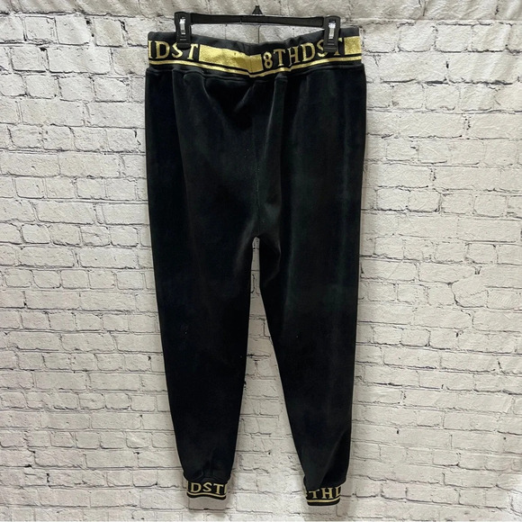 8IGHTH DSTRKT Mens Black Joggers Gold Trim Royal Angel Down Leg Size XL - Picture 3 of 13